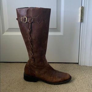 Brown leather riding boots